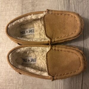 Tan Suede Moccasin Slippers with Plush Lining